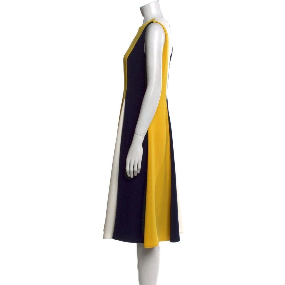 NWT. CH Carolina Herrera Colorblock Sleeveless A Line Midi Dress Sz 0 yellow - Picture 6 of 11